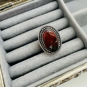 Vintage Silver Red Stone Ring